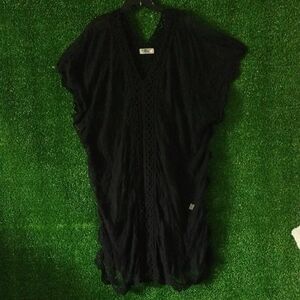 India Boutique Crochet Top Momo Cover Up Sheer Lace